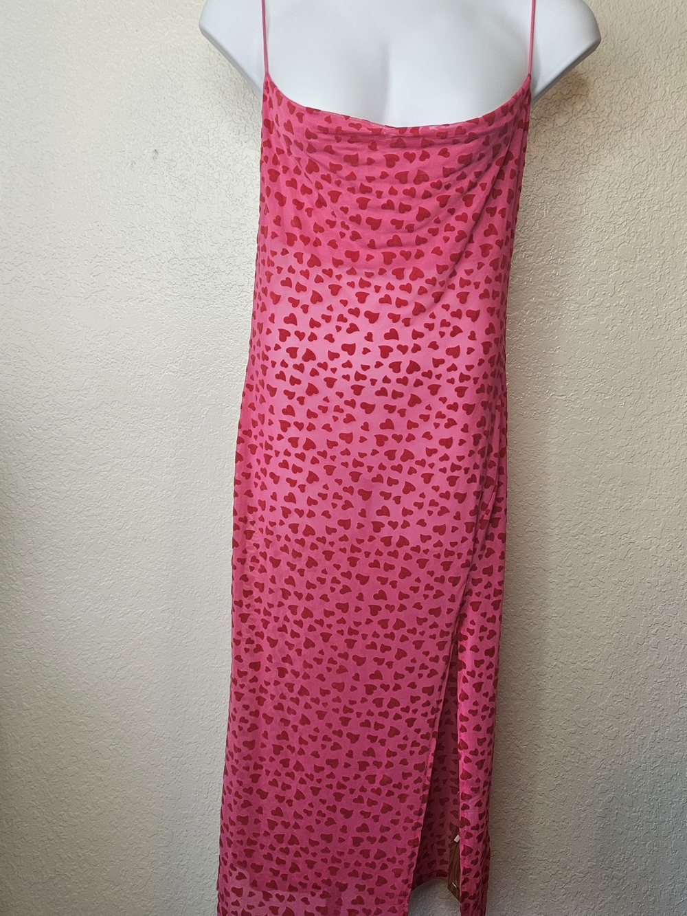 SHEIN BAE Allover Heart Print Mesh Cami Dress.